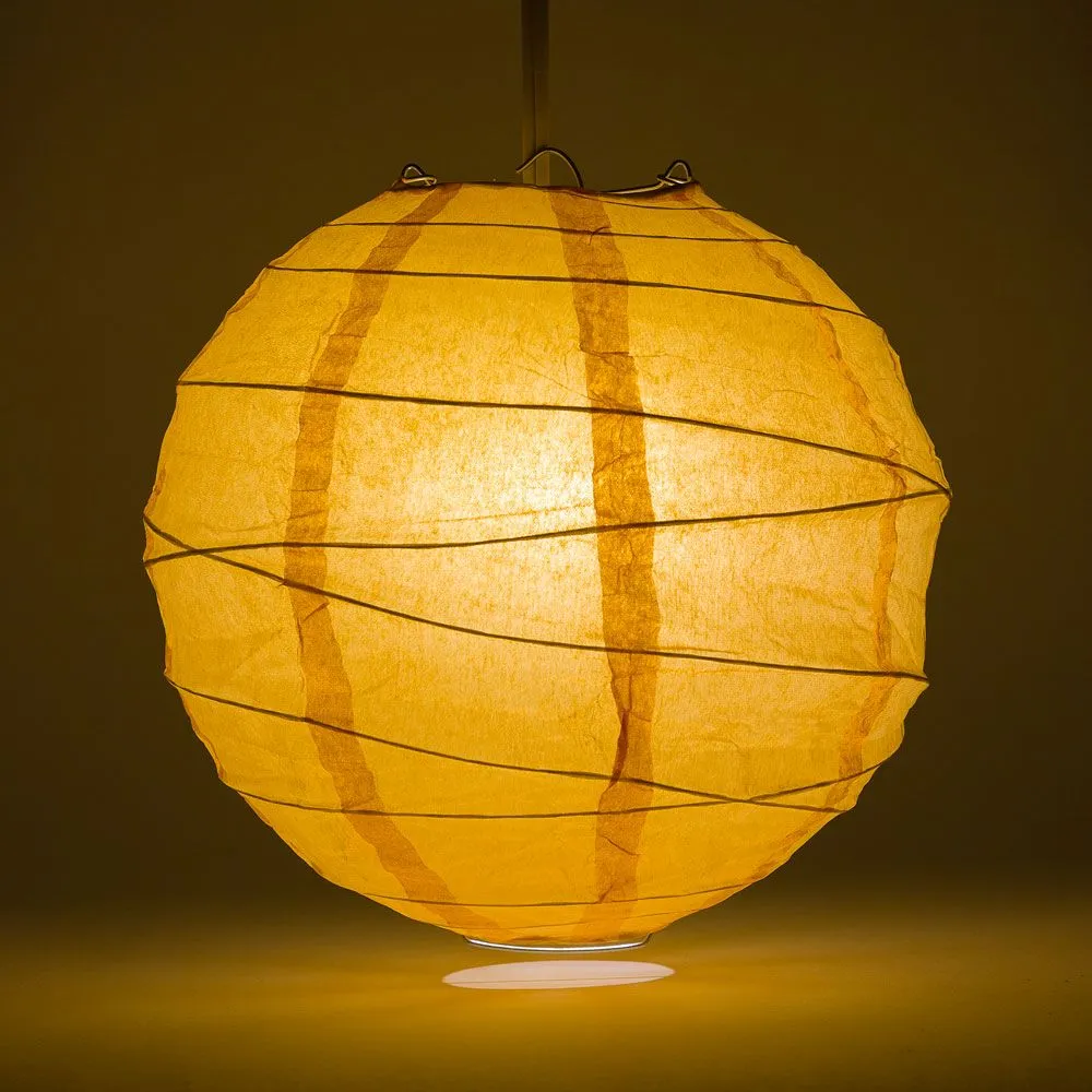 12" Papaya Round Paper Lantern, Crisscross Ribbing, Chinese Hanging Wedding & Party Decoration