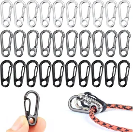 30PCS Mini SF Carabiner Clips Tiny Alloy Spring Snap Hook Keychain Clasps EDC Small Hanging Buckle for Backpack Camping Bottle Using Accessories Paracord Tactical Survival Gear (3 Colors)