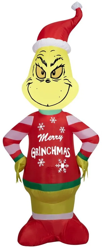 4' Airblown® Grinch Wearing an Ugly Sweater Christmas Inflatable
