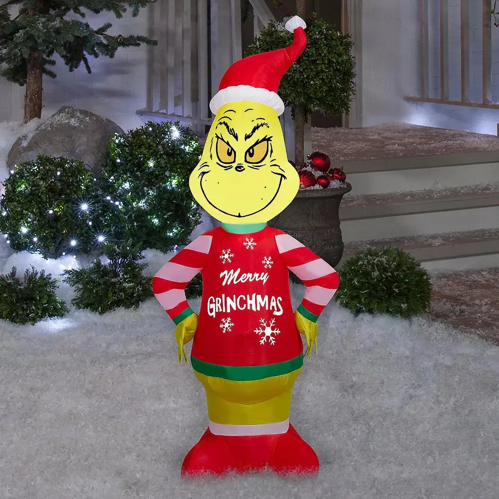 4' Airblown® Grinch Wearing an Ugly Sweater Christmas Inflatable