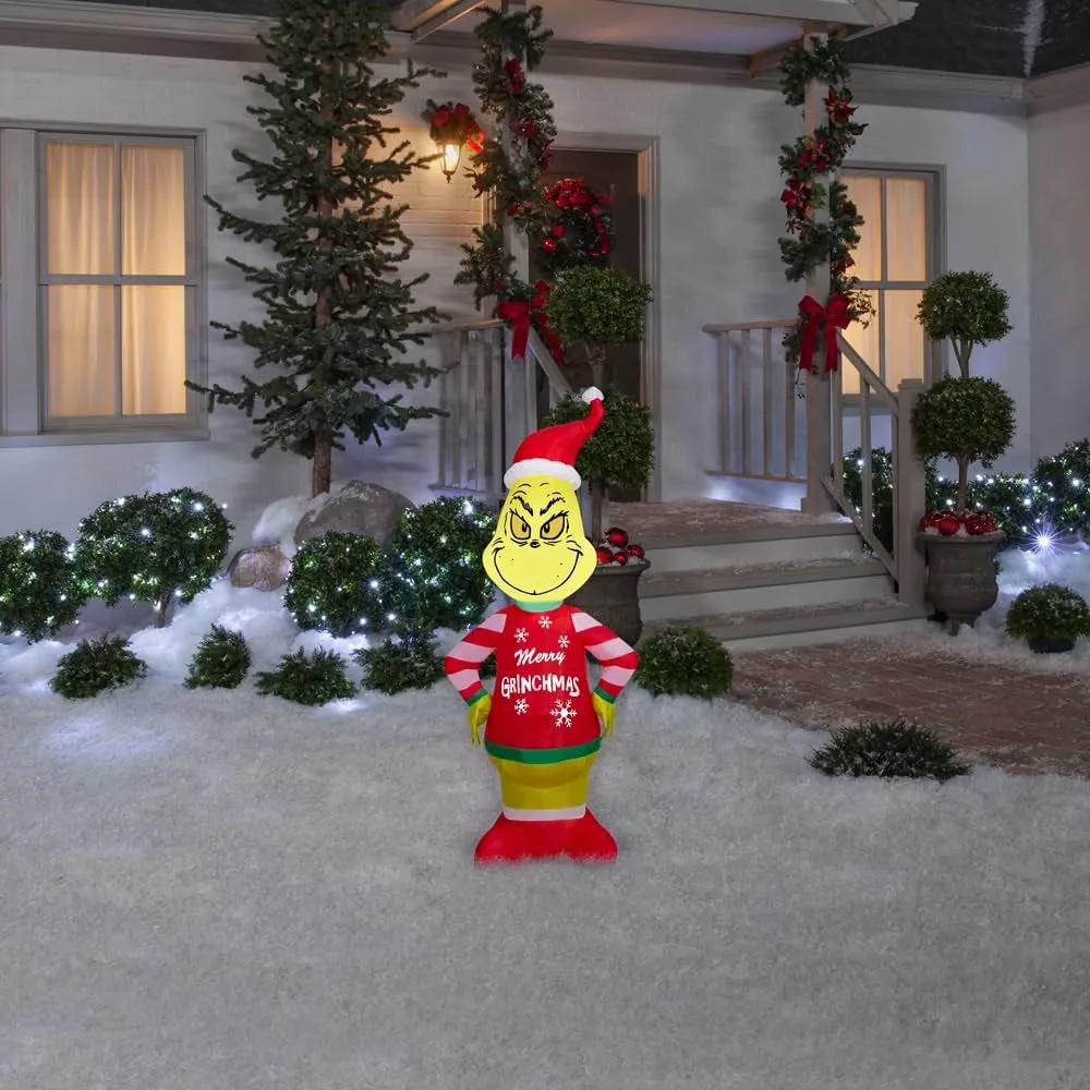 4' Airblown® Grinch Wearing an Ugly Sweater Christmas Inflatable