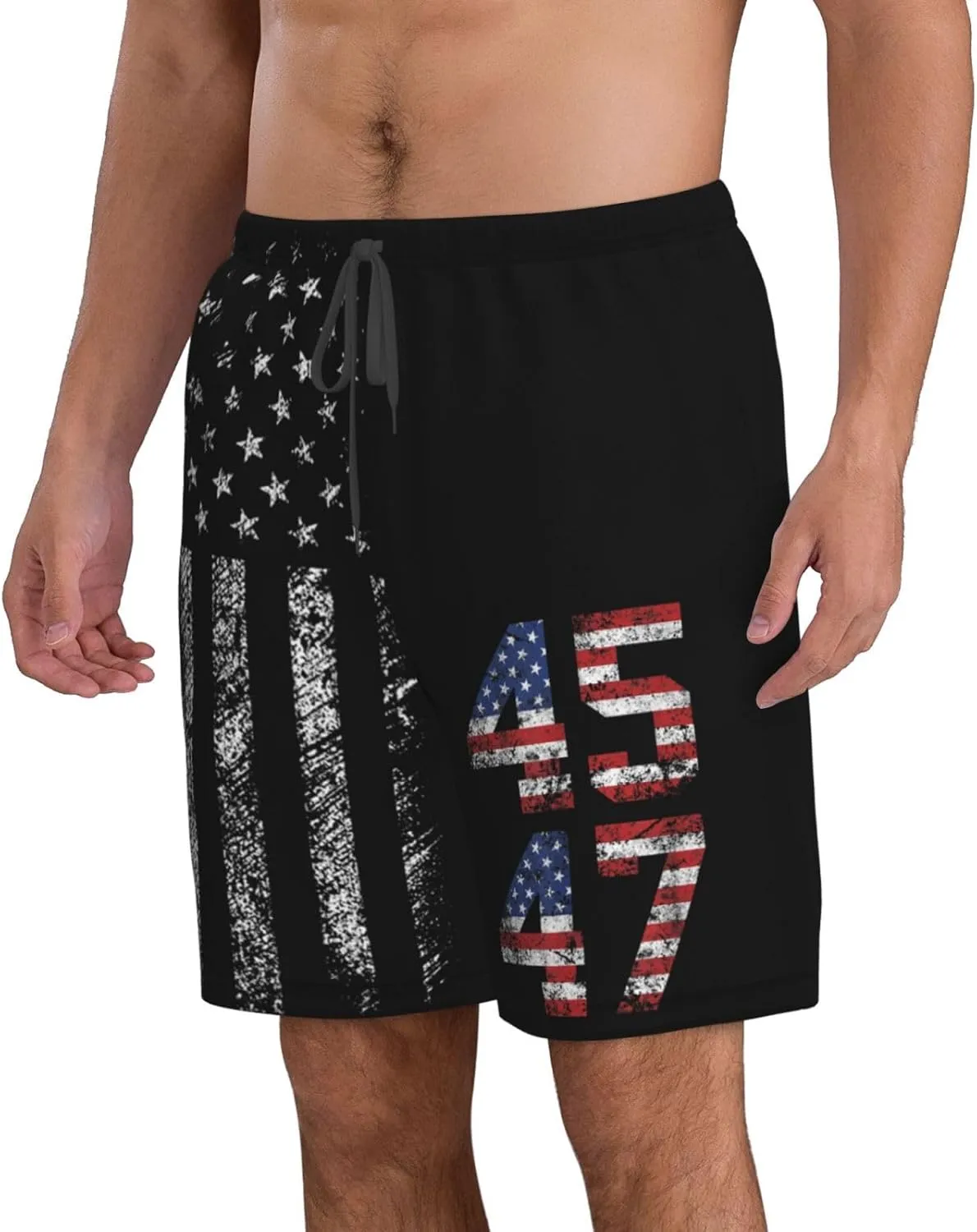 45 47 Tru-mp 2024 Men's Swim Trunks Quick Dry Swimsuits Beach Bathing Suits Swim Board Shorts with Mesh Liner -