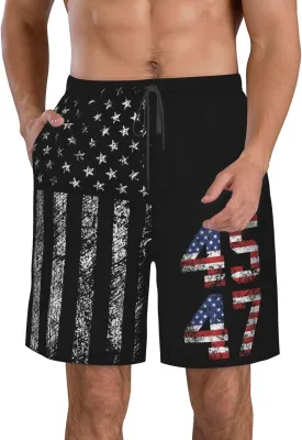 45 47 Tru-mp 2024 Men's Swim Trunks Quick Dry Swimsuits Beach Bathing Suits Swim Board Shorts with Mesh Liner -