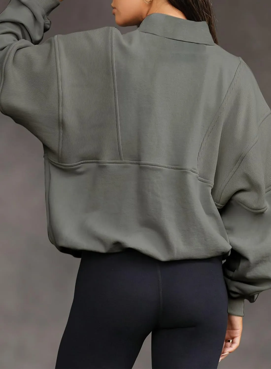 BLENCOT Women Half Zip Oversized Sweatshirts Long Sleeve Fleece Trendy Cropped Pullover Workout Warm Tops With Pockets S-2XL