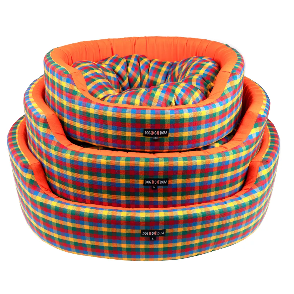Dogobow Rubic Square Bed for Dogs and Cats (Multi Colour)