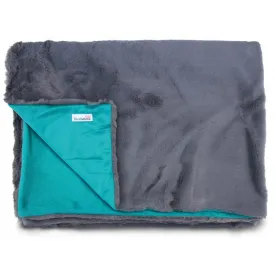 Doodlebone Faux Fur Dog Blanket Slate/Teal