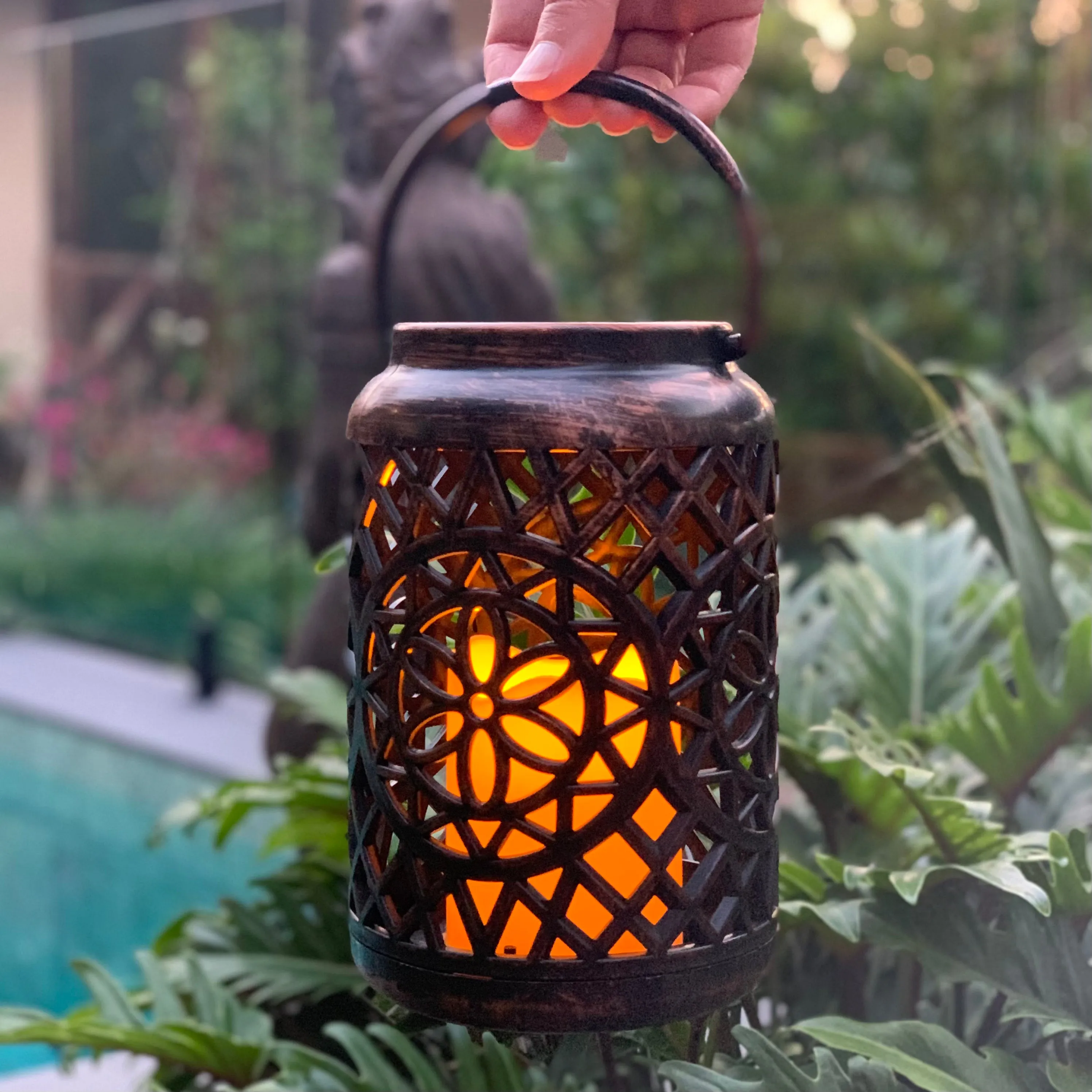 Exotic Flower Lantern with LED Candle