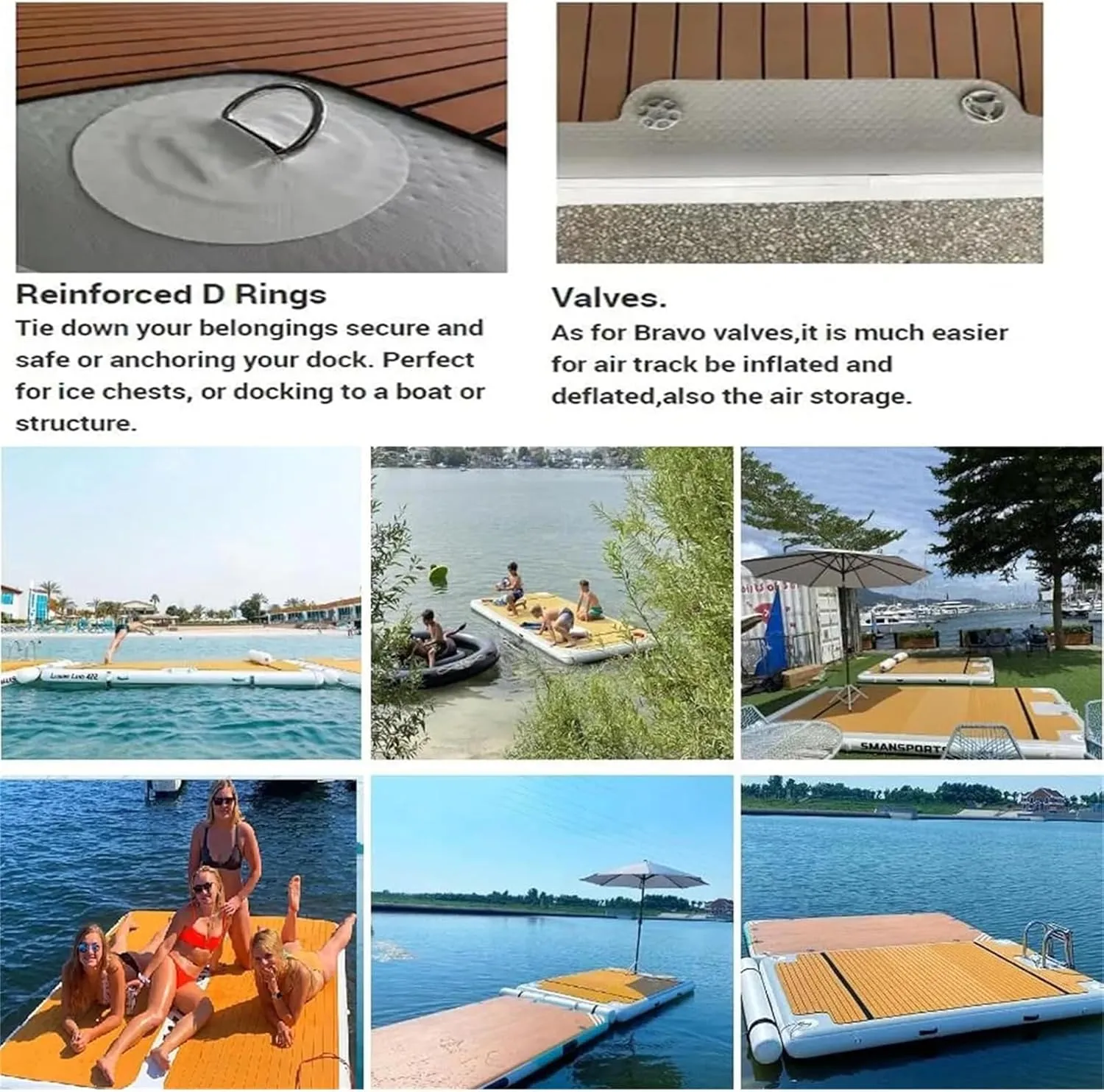 Floating Dock Platform, Inflatable Water Gymnastics Mat, Inflatable Dock Island Raft Water Dock Mat, Offshore Floating Island Floating Bed,2.5 * 3m/8.2 * 9.8ft