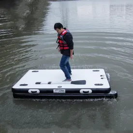 Floating Inflatable Dock Platform w/Paddles and Pumps for Beach Lake Pool Ocean - Large Portable Fishing Raft Mat with Dock Islands