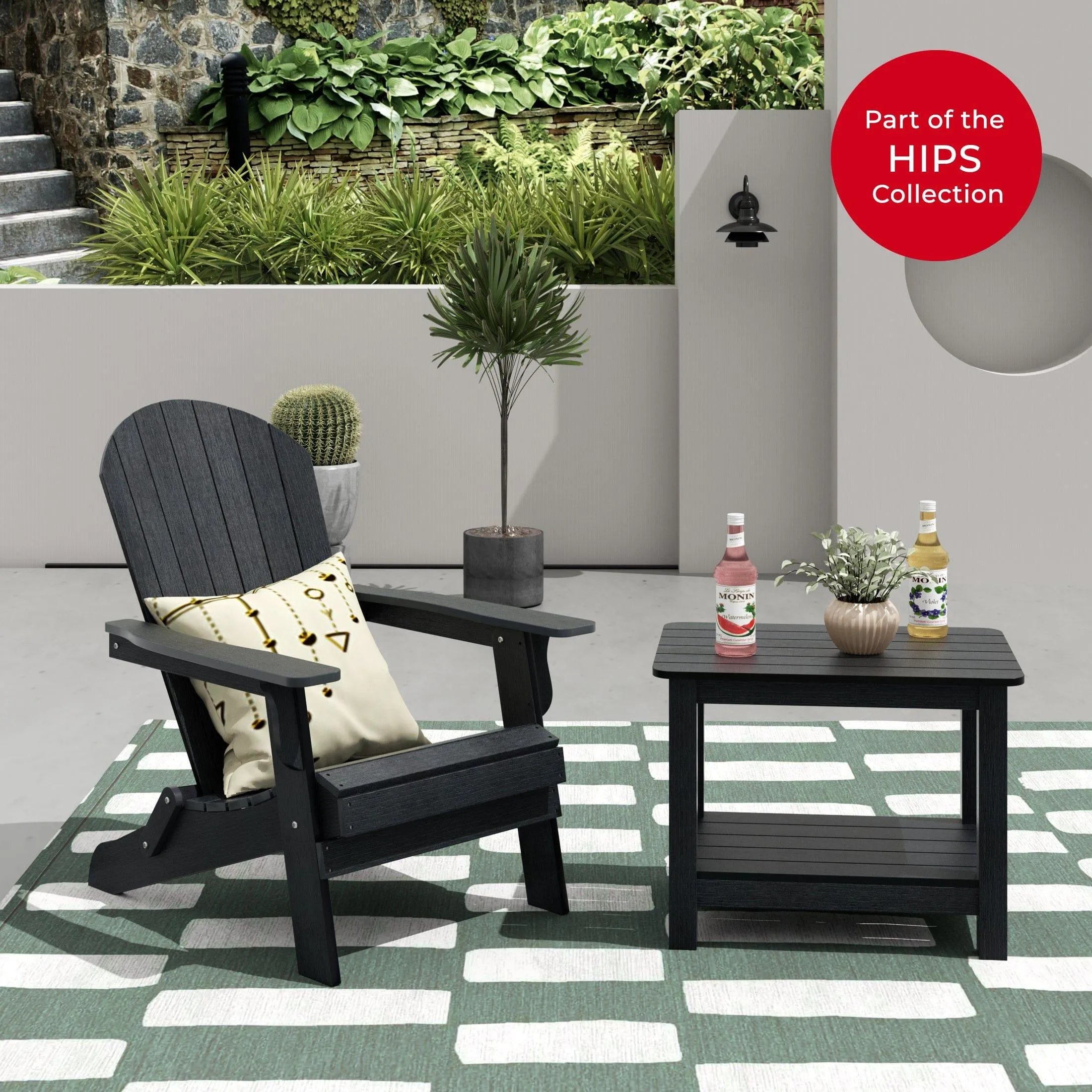 Florence HIPS Folding Adirondack Chair with Side Table Set