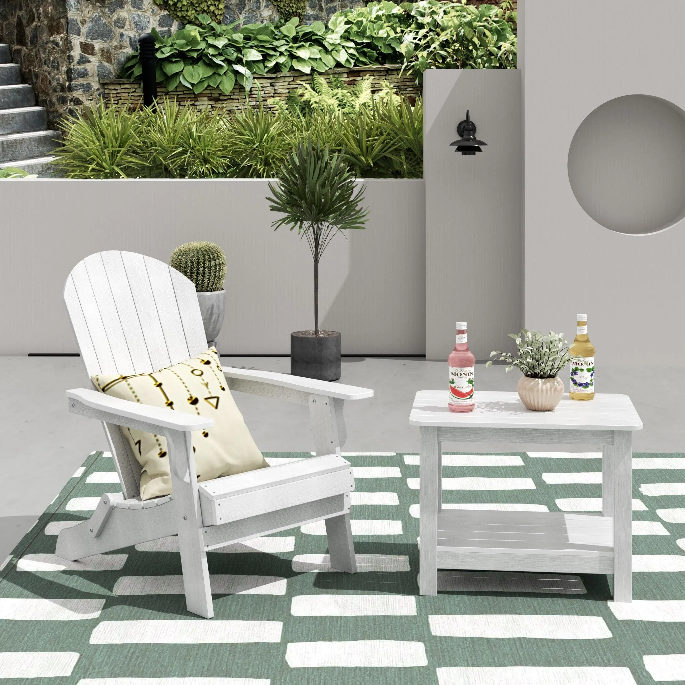 Florence HIPS Folding Adirondack Chair with Side Table Set