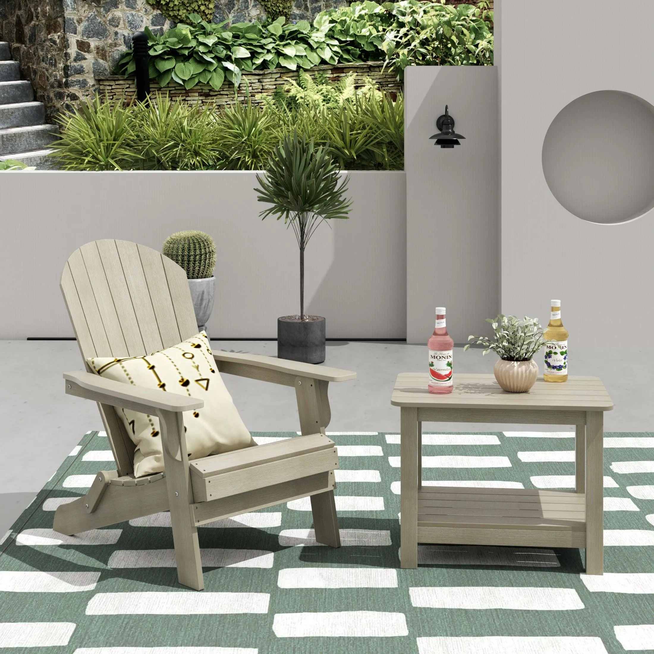 Florence HIPS Folding Adirondack Chair with Side Table Set