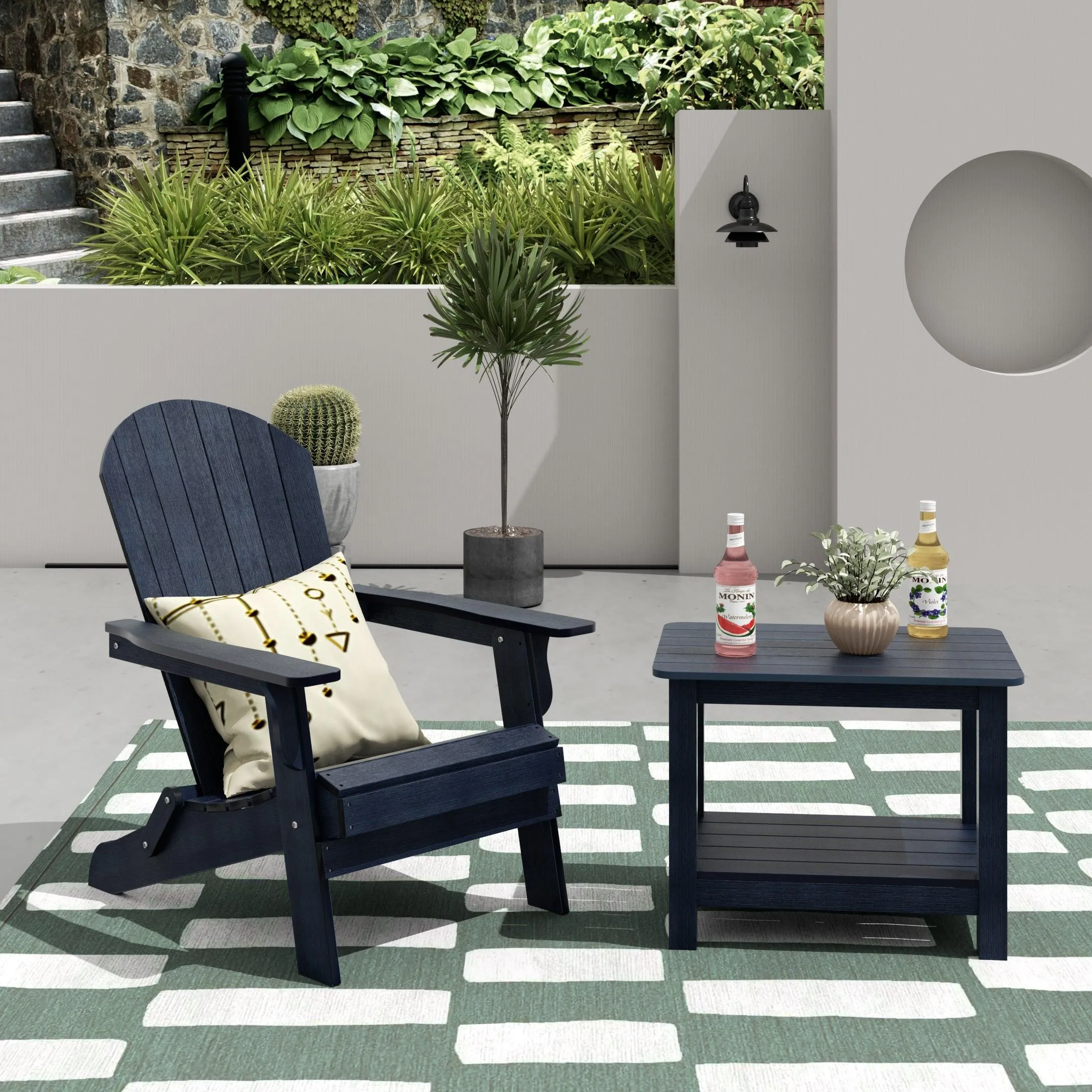 Florence HIPS Folding Adirondack Chair with Side Table Set
