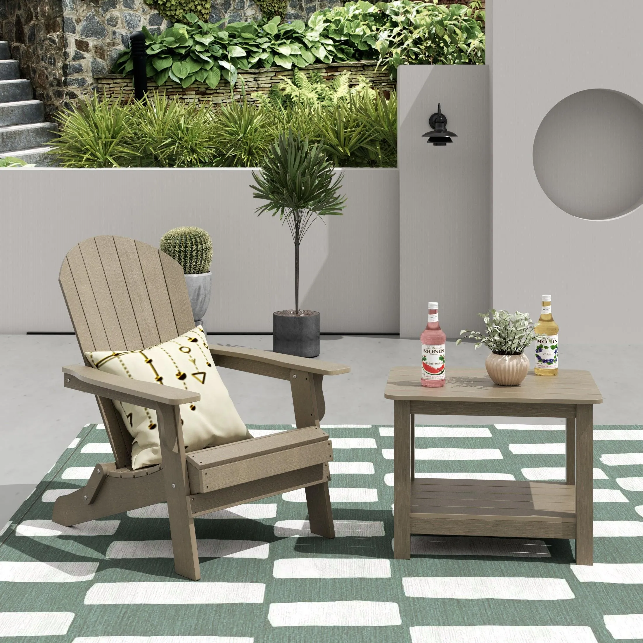 Florence HIPS Folding Adirondack Chair with Side Table Set