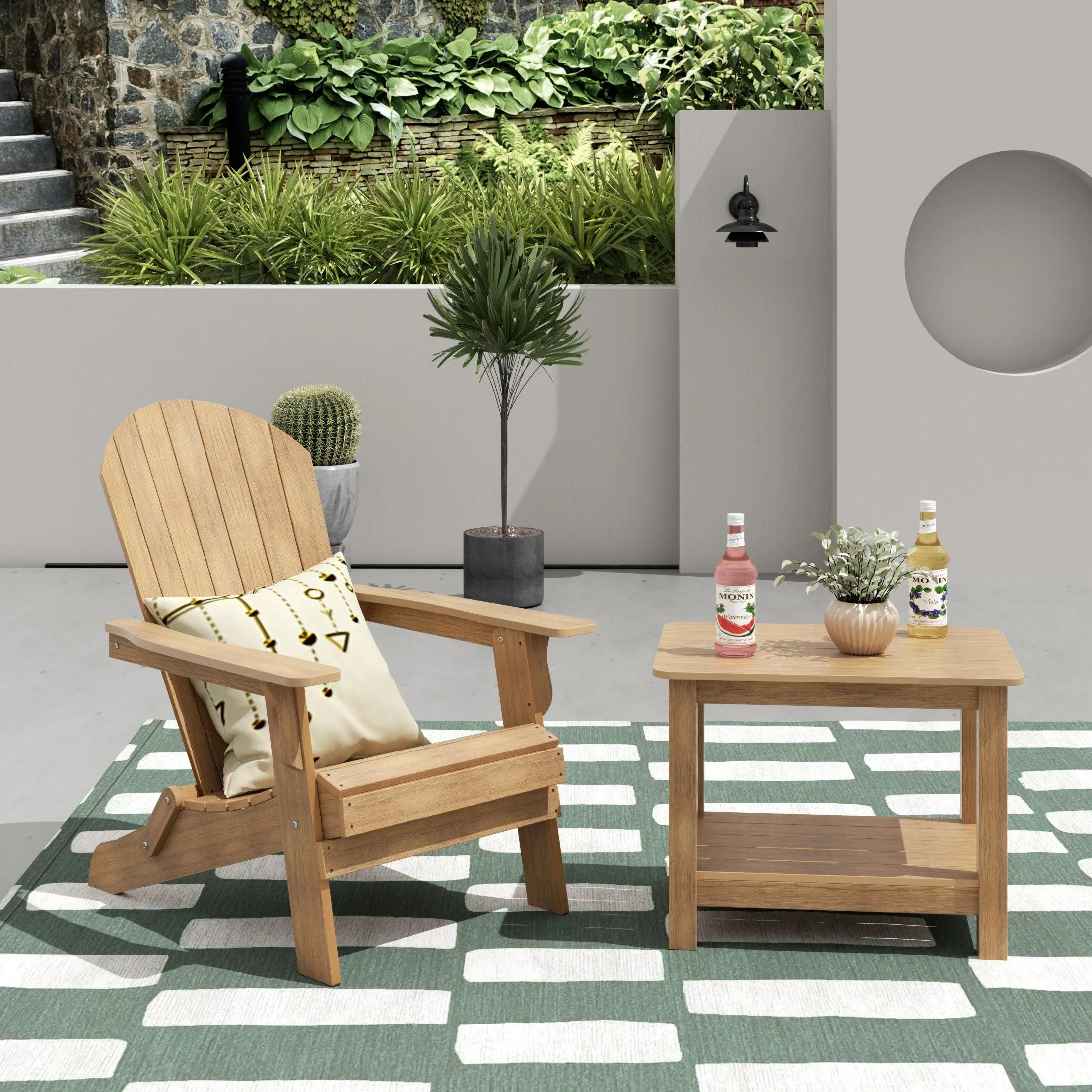 Florence HIPS Folding Adirondack Chair with Side Table Set