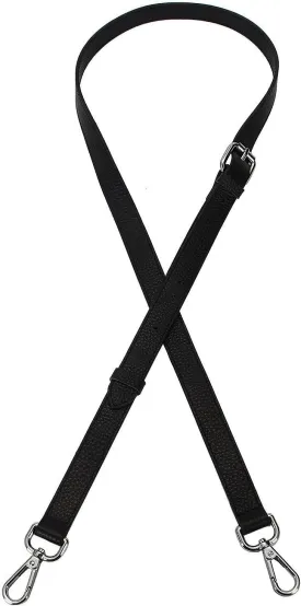 Full Grain Leather Adjustable Replacement Cross Body Purse Shoulder Strap Handbag Bag Wallet, 2/3 Wide(Black-Gun Lock)