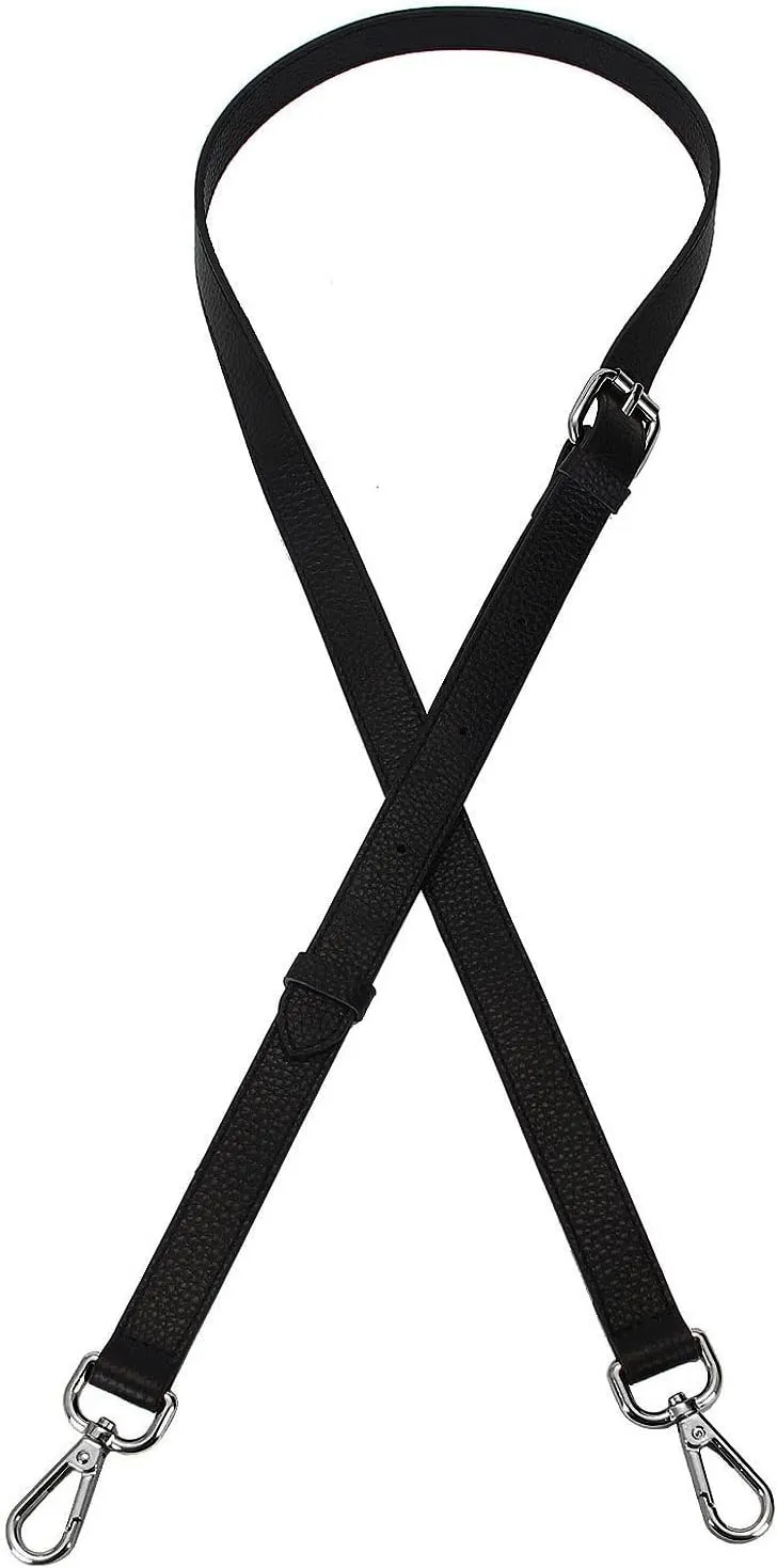 Full Grain Leather Adjustable Replacement Cross Body Purse Shoulder Strap Handbag Bag Wallet, 2/3 Wide(Black-Gun Lock)