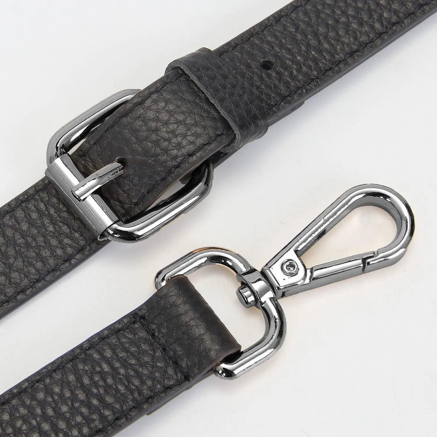 Full Grain Leather Adjustable Replacement Cross Body Purse Shoulder Strap Handbag Bag Wallet, 2/3 Wide(Black-Gun Lock)