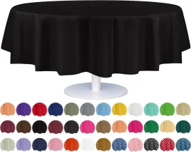 Grandipity Black Plastic Table Cloth Disposable (6 Pk) 84in Round Tablecloth Premium Party Table Cloths Disposable - Perfect Table Cloth Round Cover for Any Table Up to 6 Feet