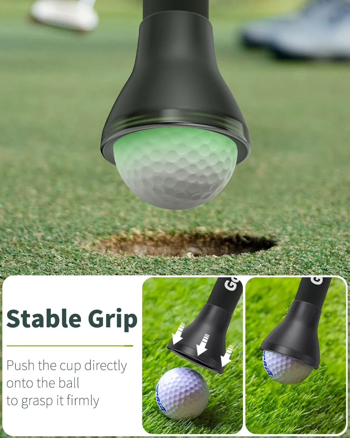 GreenHaven Golf Ball Retriever Grabber for Putters Golf Pick-up Portable Grip Sucker Tool Back Saver for Golfers3-4 Pack