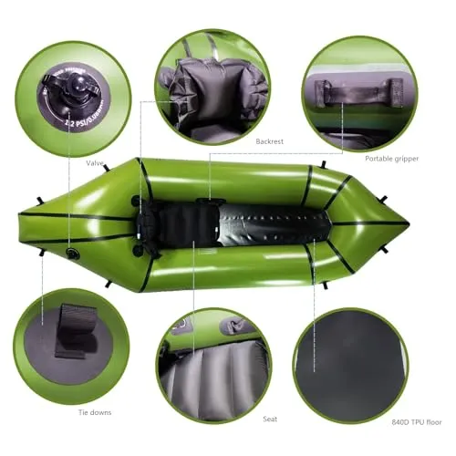 Hapcap Packraft Inflatable Kayak for Flat or White Water Rafting Tour,with Kayak Paddle,8.4ft 1 Person Kayak for Adults,Durable and Compact,Rapid Inflate,Ideal for Adventure