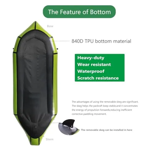 Hapcap Packraft Inflatable Kayak for Flat or White Water Rafting Tour,with Kayak Paddle,8.4ft 1 Person Kayak for Adults,Durable and Compact,Rapid Inflate,Ideal for Adventure