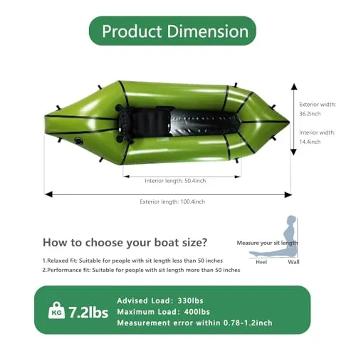 Hapcap Packraft Inflatable Kayak for Flat or White Water Rafting Tour,with Kayak Paddle,8.4ft 1 Person Kayak for Adults,Durable and Compact,Rapid Inflate,Ideal for Adventure