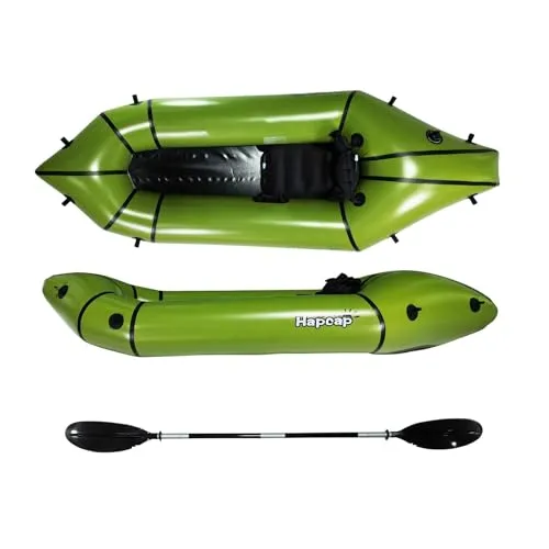 Hapcap Packraft Inflatable Kayak for Flat or White Water Rafting Tour,with Kayak Paddle,8.4ft 1 Person Kayak for Adults,Durable and Compact,Rapid Inflate,Ideal for Adventure