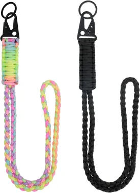 Heavy Duty Paracord Lanyard Keychain, Paracord Necklace Cell Phone Keychain Whistles Wrist Braided Strap