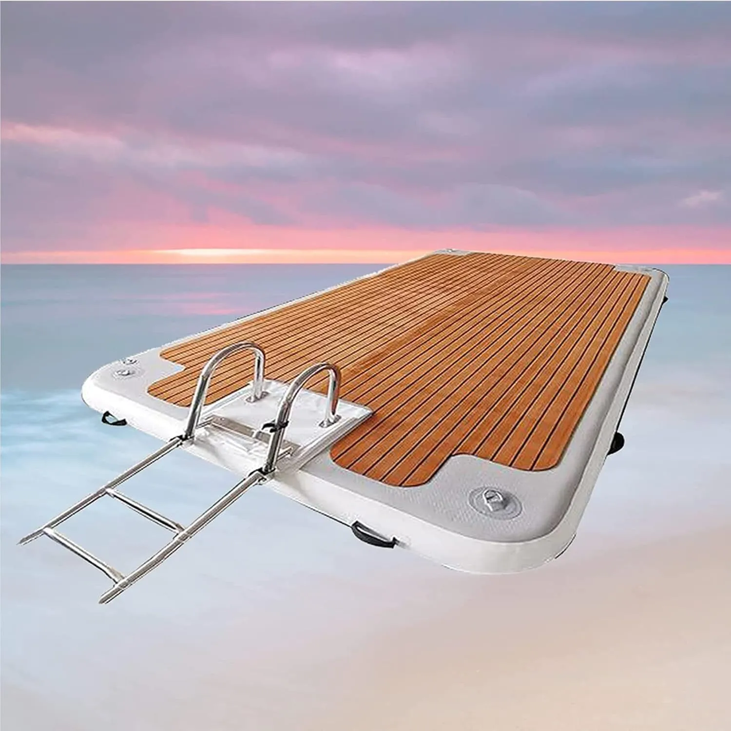 Inflatable Floating Dock on Water, Inflatable Deck Floating Mat, Floating Island Raft with Non-Slip Surface, Sea Fishing Platform, 2 * 2.5M