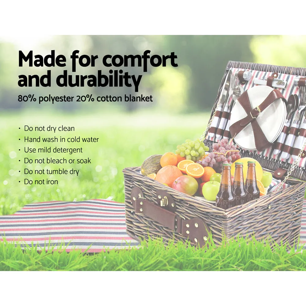 Insulated 4 Person Picnic Basket Set w/ Blanket, Willow - Alfresco