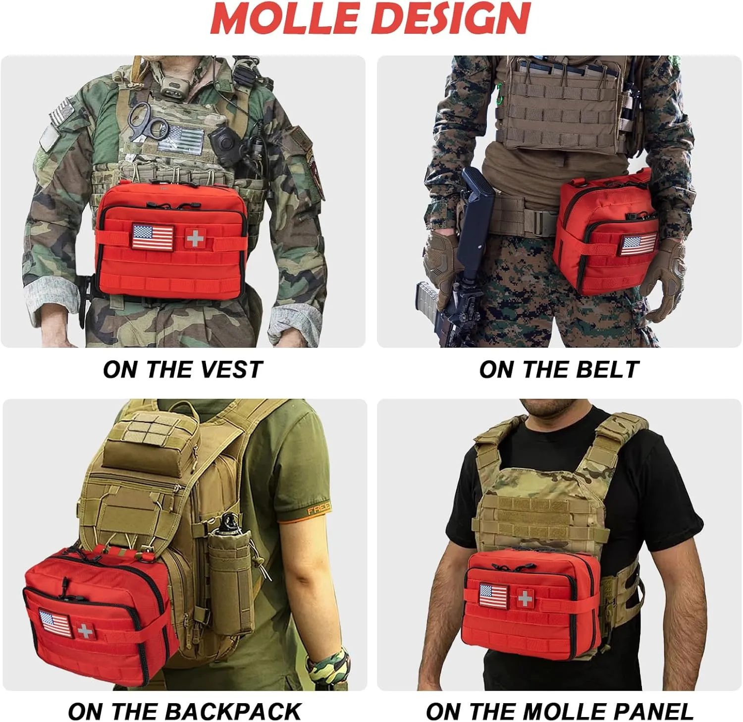 Jueachy Tactical Molle Pouch Large Admin Bag Utility Tool Pouches Molle Attachment EDC Pouches Expandable Molle Accessories Organizer Medical Pocket U.S.A Patch Included