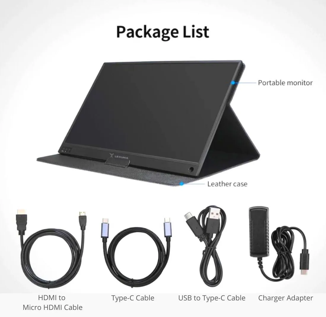 Lexuma XScreen - Portable Monitor 15.6" Touch 1920x1080 XScreen IPS Ultra Slim Type-C HDMI 1080P Full HD USB Powered