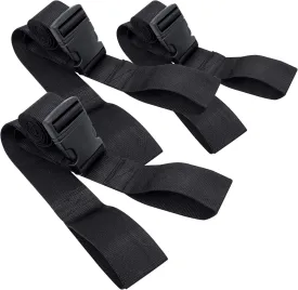 LINE2design Backboard Spine Board Straps - 5' Disposable Securing Straps with Loop Ends - Emergency Medical Board Adjustable Strap with Plastic Quick Safety Straps Release Buckle - Black - Pack of 3