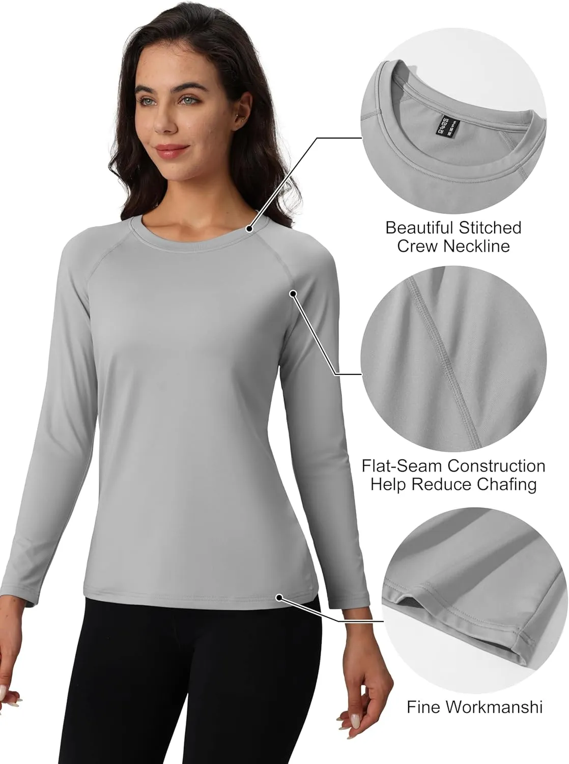 MAGCOMSEN Women's Thermal Shirts Fleece Lined Undershirt Long Sleeve Tops Warm Workout Winter Base Layer