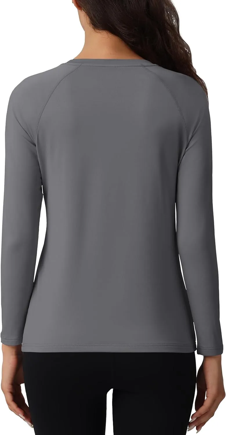 MAGCOMSEN Women's Thermal Shirts Fleece Lined Undershirt Long Sleeve Tops Warm Workout Winter Base Layer