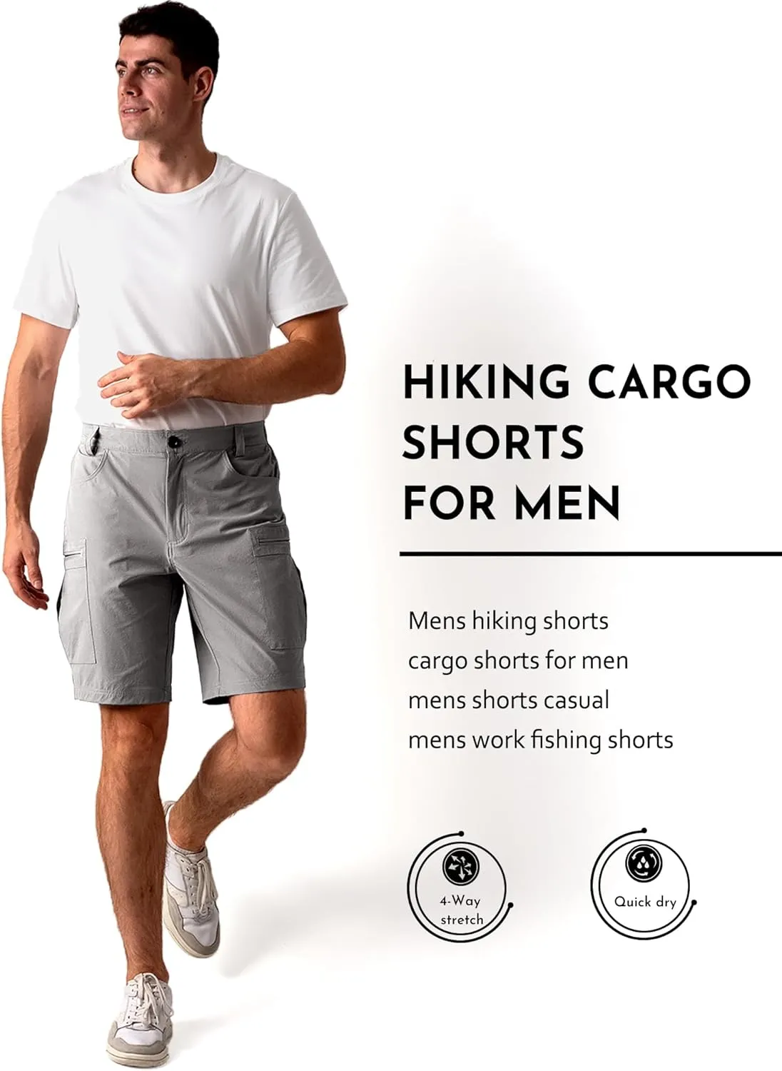 Mens Hiking Cargo Shorts Stretch Quick-Dry Outdoor Casual Work Shorts for Men Camping Fishing