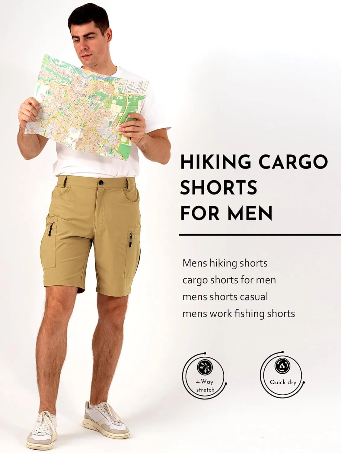 Mens Hiking Cargo Shorts Stretch Quick-Dry Outdoor Casual Work Shorts for Men Camping Fishing