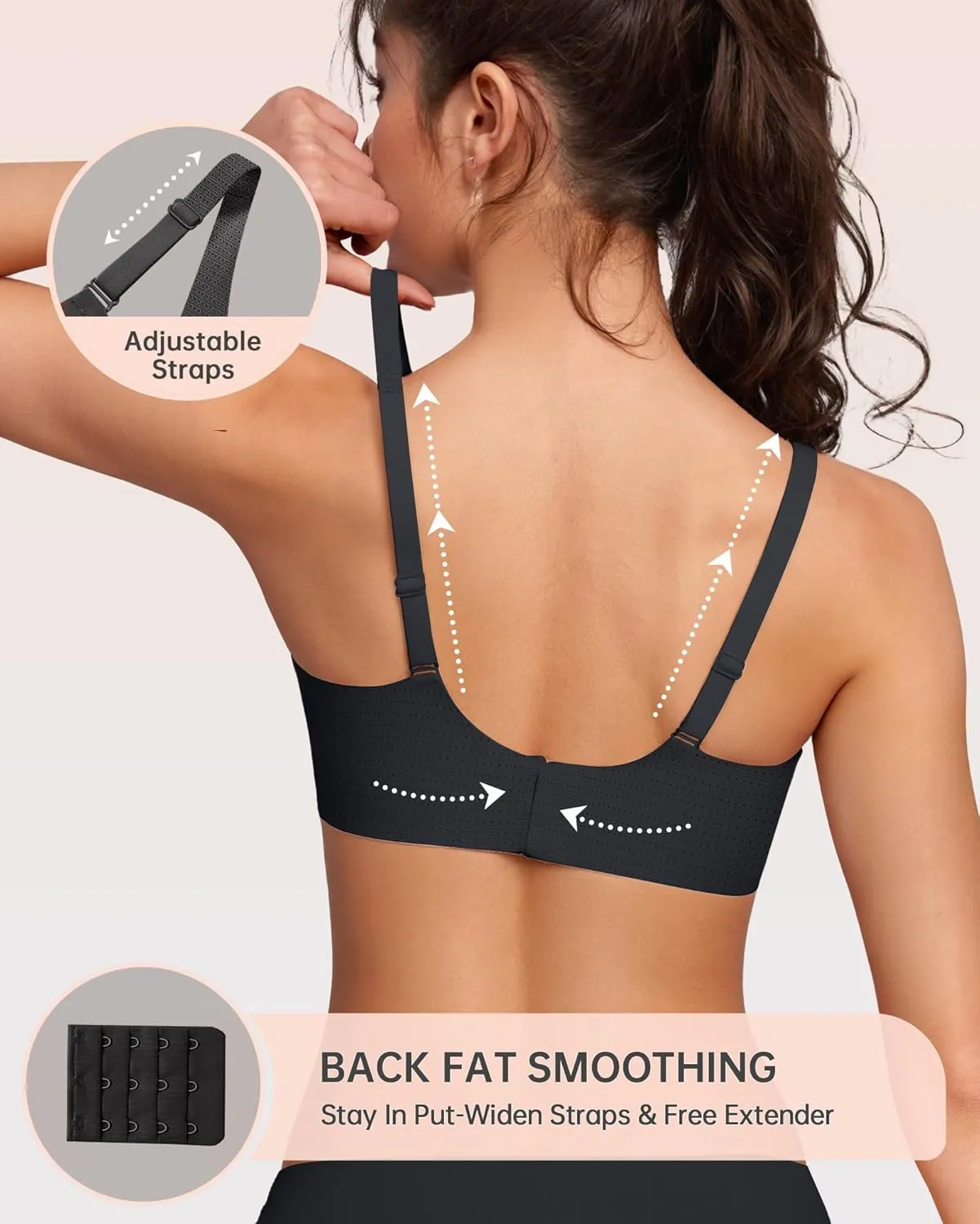 OEAK Womens Deep V Bras Wireless Comfortable Bra Supportive No Underwire Bras Tshirt Push Up Bralettes Plunge Seamless Bra