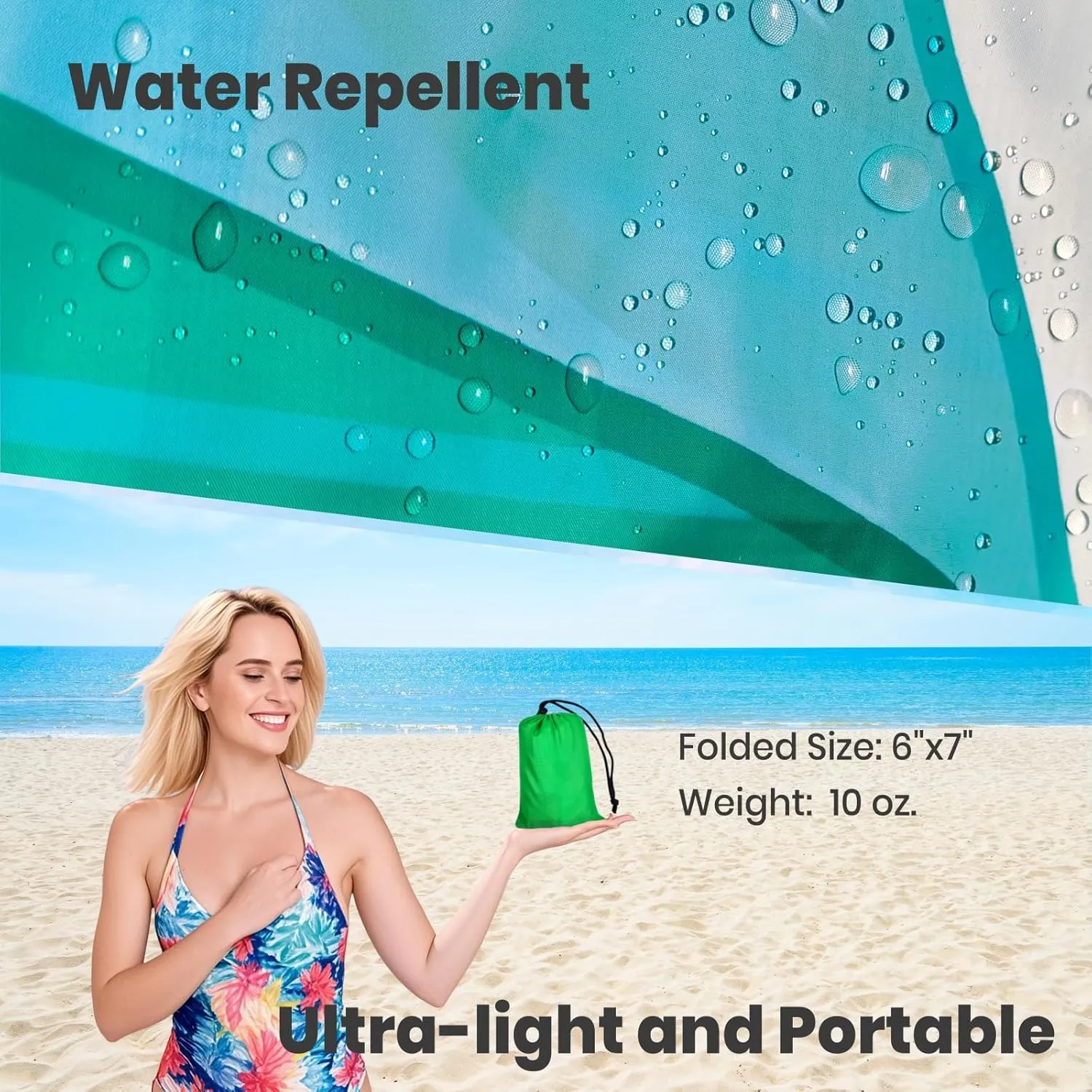Oversized Sandproof Beach Blanket (106"x81"), Extra Large Beach Sheet for Up to 8 People. Sandfree Beach Mat, Big Sand Blankets for Beach with Sand Bags and Stakes. (Surfboard)