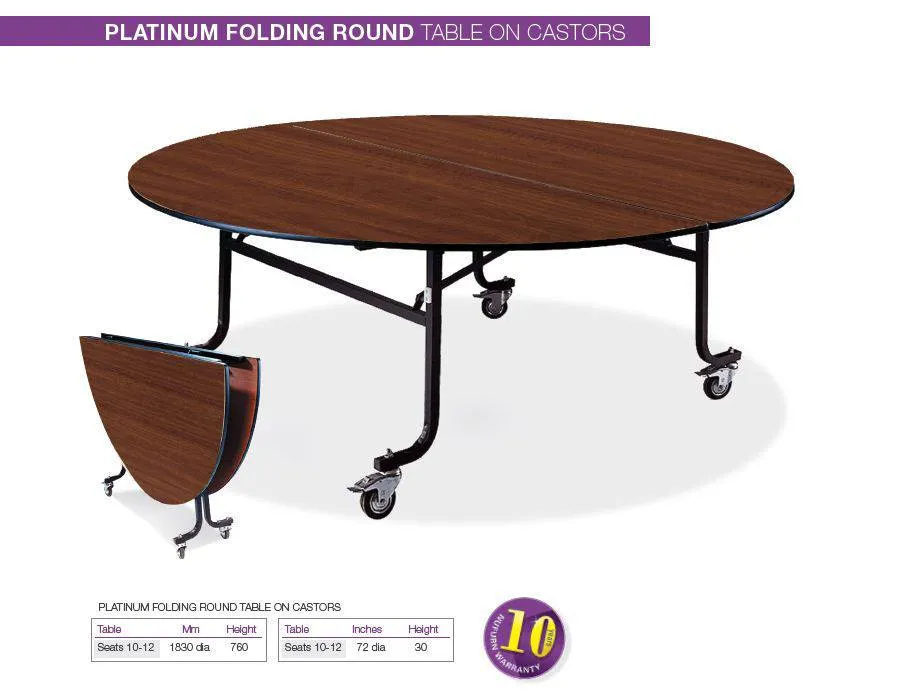 Platinum - 6ft Mobile Round Folding Banquet Tables