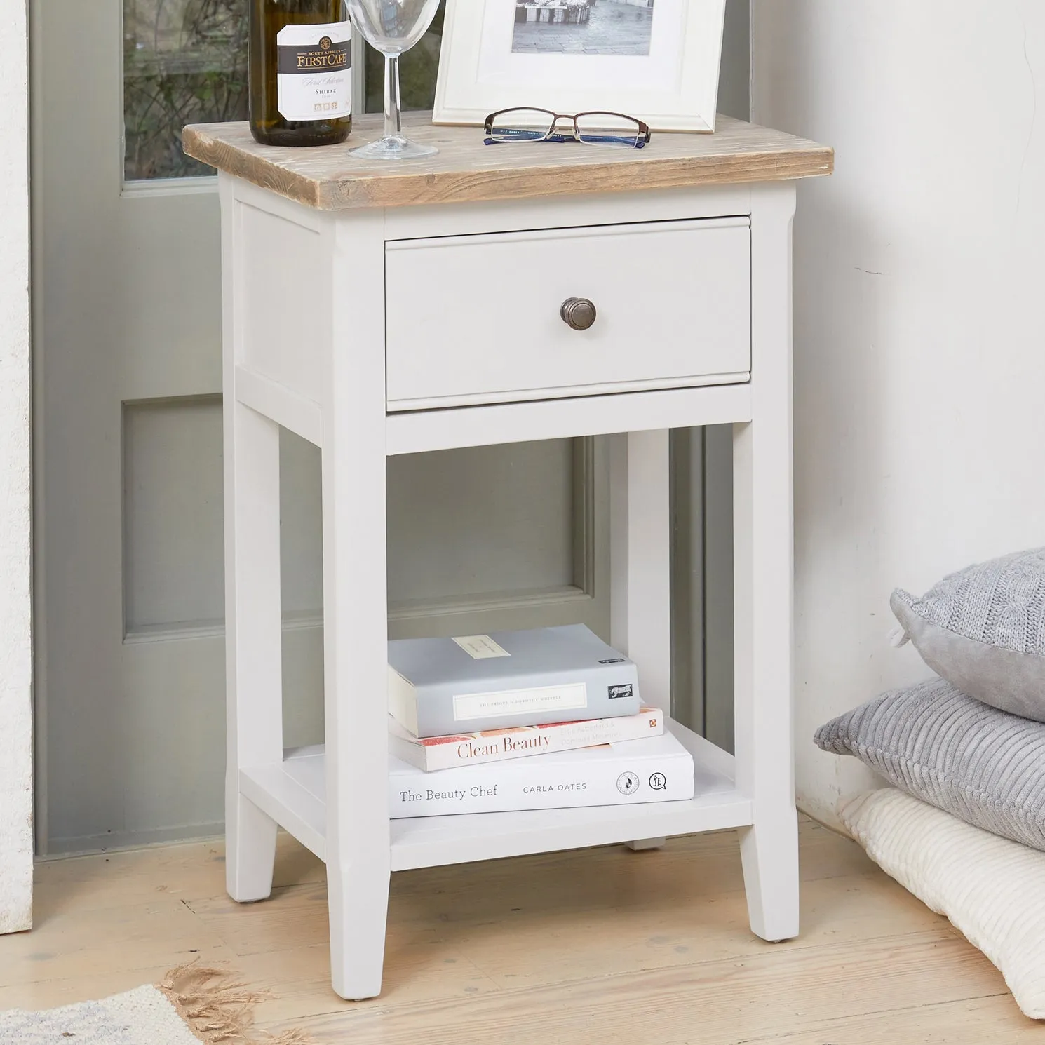Ridley Grey One Drawer Lamp/Bedside Table