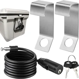 Saillong 2 Packs Cooler Lock Bracket with Combination Padlock, Cooler Cable Lock Bracket, 3 3/8 FT Padlock for Secure Mid to Large Size Thermos Box to Trailer Deck Boat