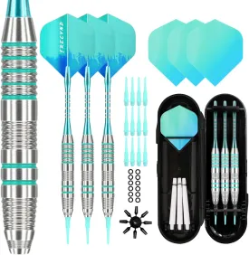 Soft Tip Darts Sets - Soft Tip Darts for Electronic Dartboard Plastic Tip Darts Set with Aluminum Shafts   Extra 3 Dart Flights 3 Replace Plastic Shafts (Blue-Green)