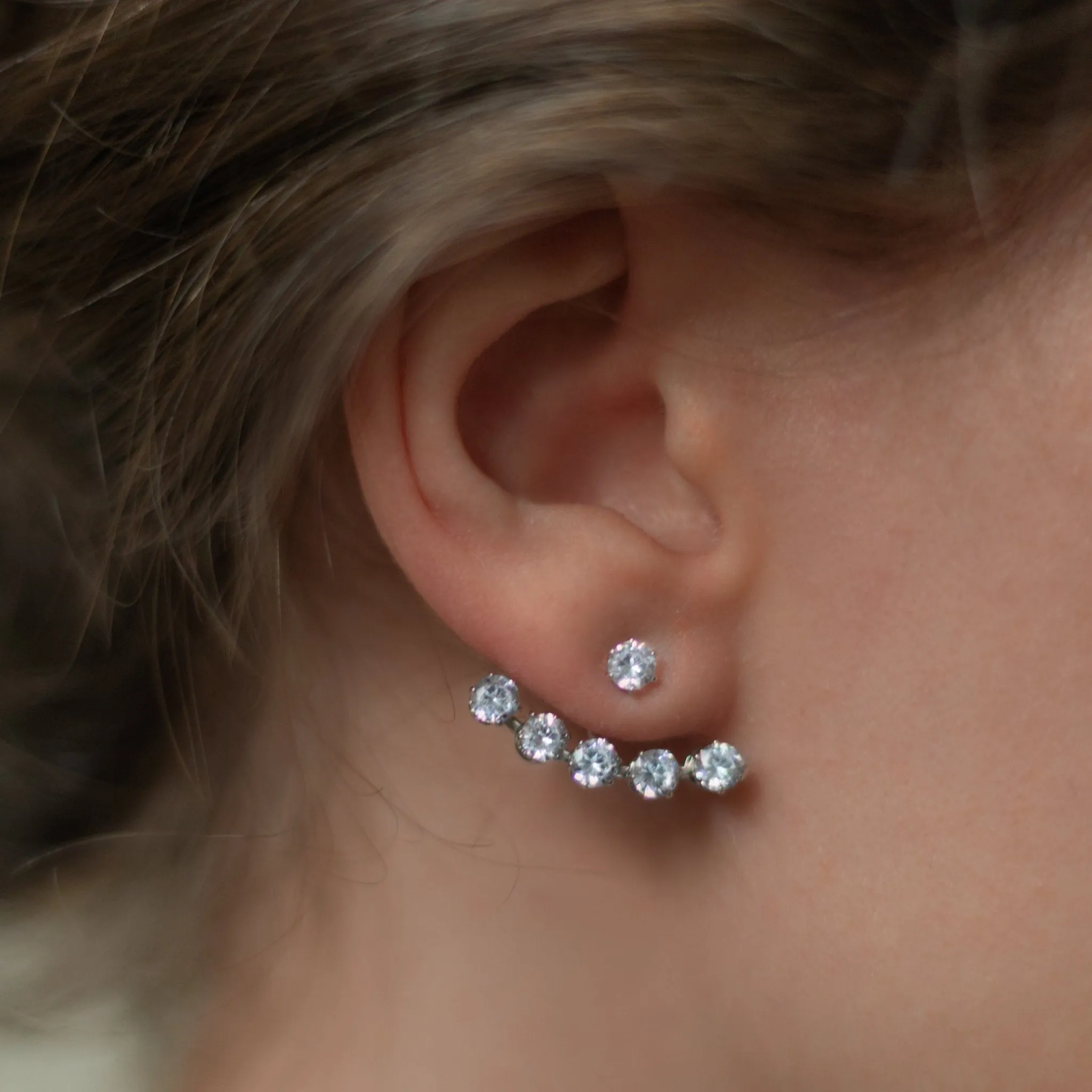 Stainless Steel Radiant Cluster Stud Earrings