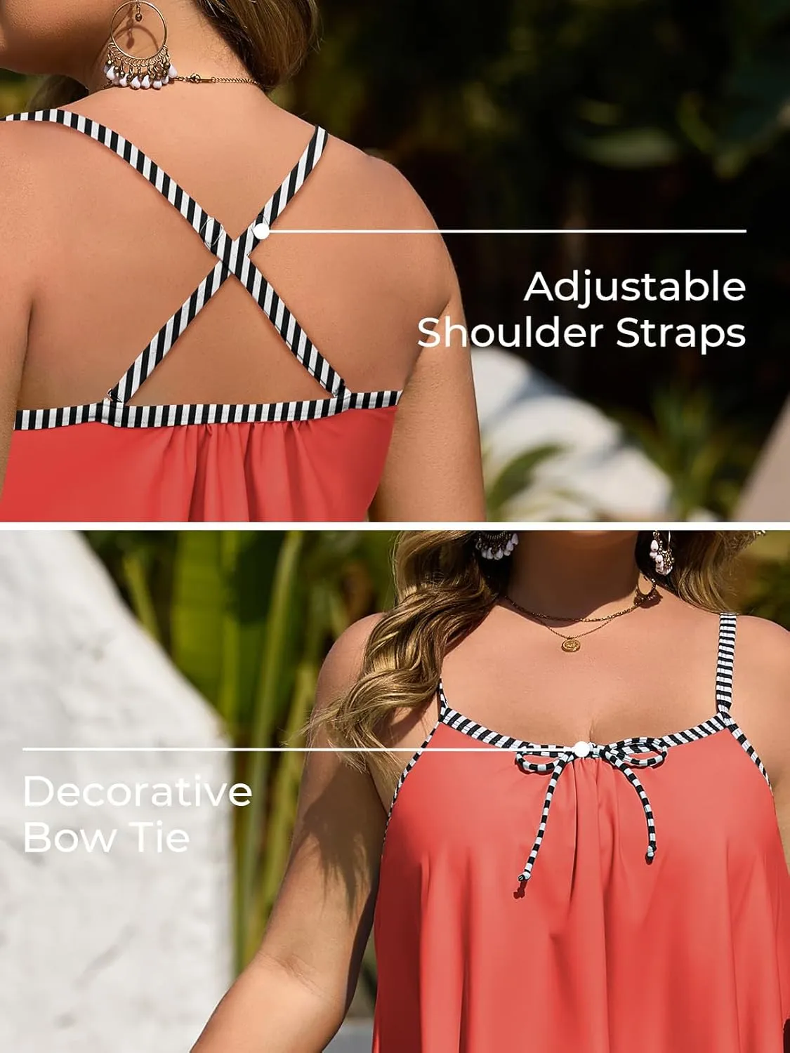 Summer Mae Plus Size Swimsuits for Women Two Piece Tankini Sets Tummy Control Bathing Suit Swimwear with Shorts