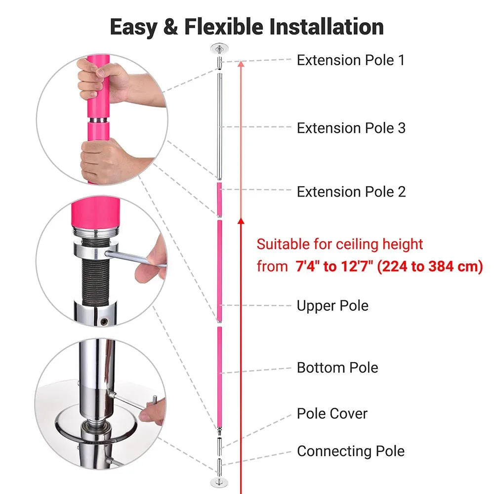 TheLAShop 12ft Silicone Pole with Wrap Spinning & Static Pole Dancing