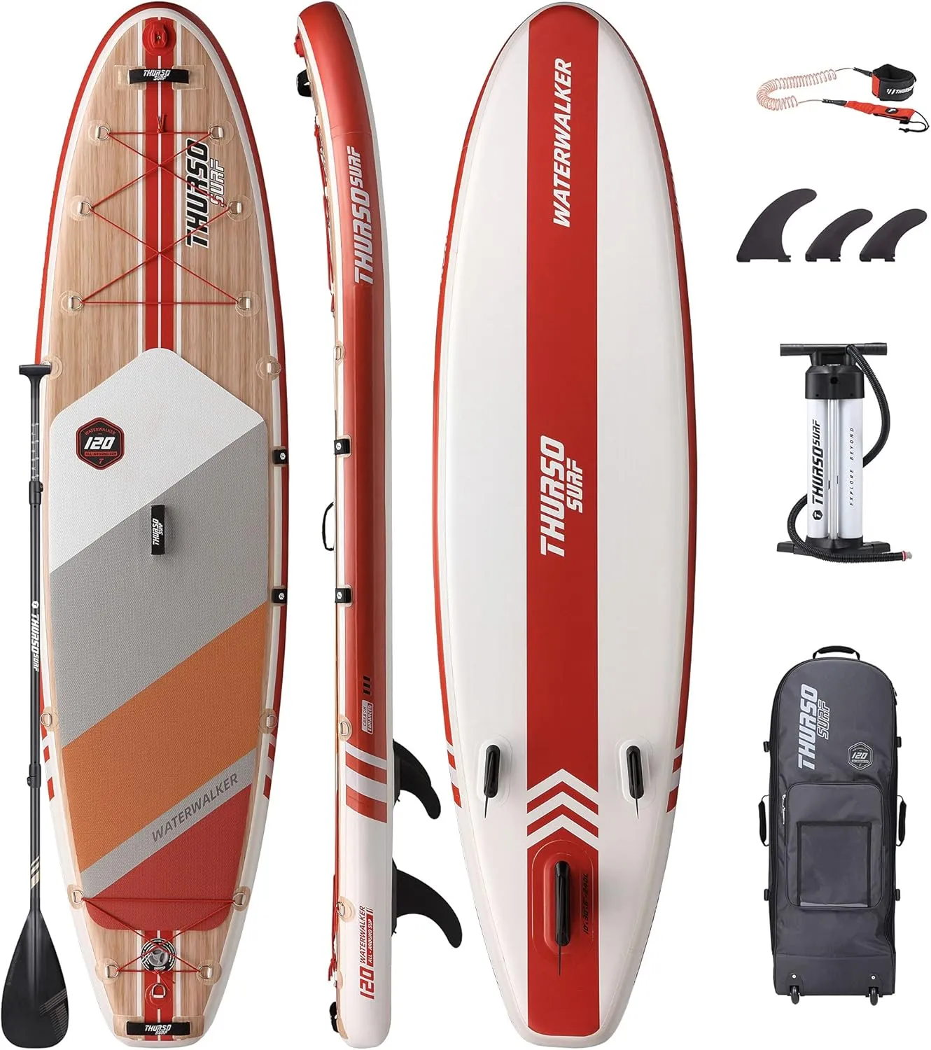THURSO SURF Inflatable Stand Up Paddle Board All-Around SUP Waterwalker 120 10'30''6'' Stable and Lightweight, Non-Slip Deck with SUP Accessories for All Skill Levels for Surfing, Traveling, Yoga