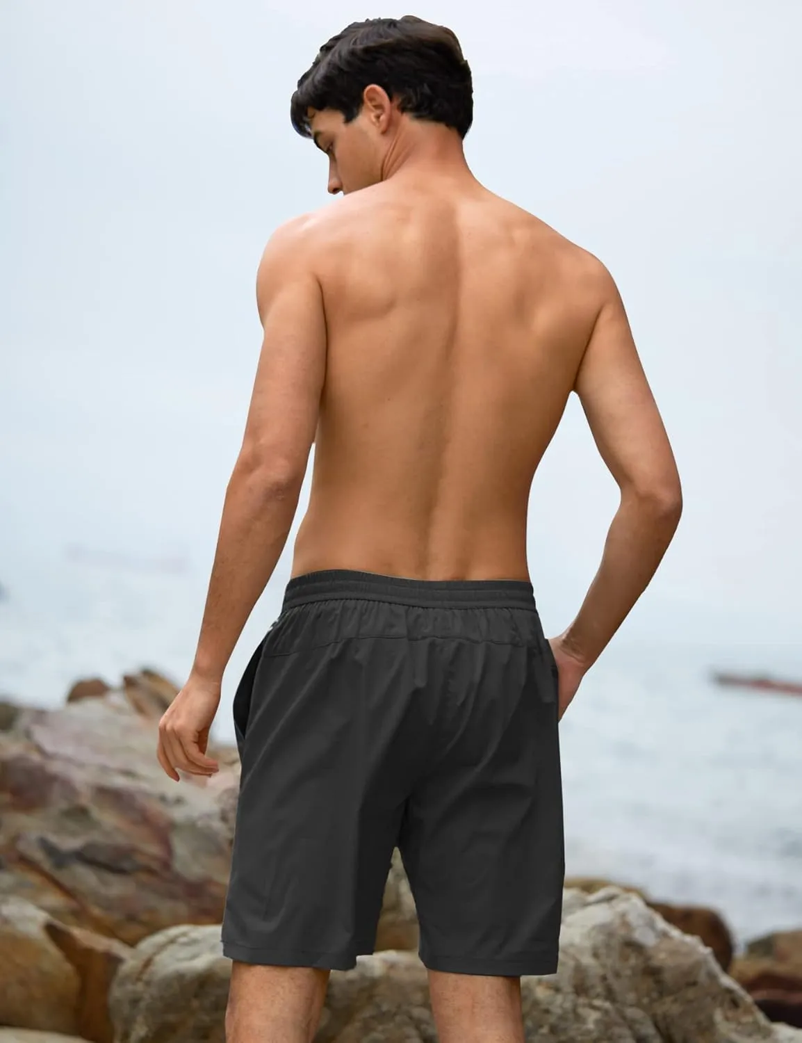 TUONROAD Mens Swim Trunks with Compression Liner 2 in 1 Board Shorts 7 Inch Quick Dry Swimming Shorts with Zipper Pockets