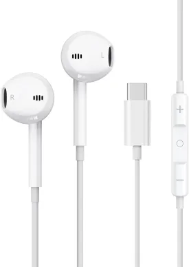 USB C Headphones for iPhone [Clear Call] Wired Earbuds with Mic Type-C Clear Call No Noise HiFi Stereo Volume Contorl for iPhone 15 16 Pro Max Samsung S24 S23 S22 Pixel iOS & Android
